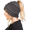 image:imageFunky Junque Ponytail Beanie for Women  Winter Hat Soft Stretch Cable Knit High Pony Tail Womens Running HatsA Graphite Grey Tricolor Mix