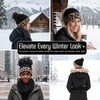 image:imageFunky Junque Ponytail Beanie for Women  Winter Hat Soft Stretch Cable Knit High Pony Tail Womens Running HatsA Leopard Print  Black