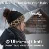 image:imageFunky Junque Ponytail Beanie for Women  Winter Hat Soft Stretch Cable Knit High Pony Tail Womens Running HatsA Leopard Print  Black