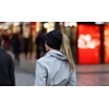 image:imageFunky Junque Ponytail Beanie for Women  Winter Hat Soft Stretch Cable Knit High Pony Tail Womens Running HatsAn Onyx Black Tricolor Mix