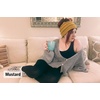 image:imageFunky Junque Ponytail Beanie for Women  Winter Hat Soft Stretch Cable Knit High Pony Tail Womens Running HatsAn Onyx Black Tricolor Mix