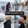 image:imageFunky Junque Ponytail Beanie for Women  Winter Hat Soft Stretch Cable Knit High Pony Tail Womens Running HatsBeige