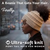 image:imageFunky Junque Ponytail Beanie for Women  Winter Hat Soft Stretch Cable Knit High Pony Tail Womens Running HatsBeige