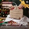 image:imageFunky Junque Ponytail Beanie for Women  Winter Hat Soft Stretch Cable Knit High Pony Tail Womens Running HatsBeige