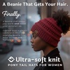 image:imageFunky Junque Ponytail Beanie for Women  Winter Hat Soft Stretch Cable Knit High Pony Tail Womens Running HatsBurgundy
