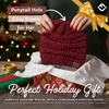 image:imageFunky Junque Ponytail Beanie for Women  Winter Hat Soft Stretch Cable Knit High Pony Tail Womens Running HatsBurgundy