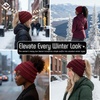 image:imageFunky Junque Ponytail Beanie for Women  Winter Hat Soft Stretch Cable Knit High Pony Tail Womens Running HatsBurgundy
