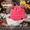 image:imageFunky Junque Ponytail Beanie for Women  Winter Hat Soft Stretch Cable Knit High Pony Tail Womens Running HatsCandy Pink