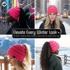 image:imageFunky Junque Ponytail Beanie for Women  Winter Hat Soft Stretch Cable Knit High Pony Tail Womens Running HatsCandy Pink