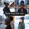 image:imageFunky Junque Ponytail Beanie for Women  Winter Hat Soft Stretch Cable Knit High Pony Tail Womens Running HatsCharcoal