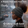 image:imageFunky Junque Ponytail Beanie for Women  Winter Hat Soft Stretch Cable Knit High Pony Tail Womens Running HatsCharcoal