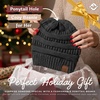image:imageFunky Junque Ponytail Beanie for Women  Winter Hat Soft Stretch Cable Knit High Pony Tail Womens Running HatsCharcoal