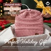 image:imageFunky Junque Ponytail Beanie for Women  Winter Hat Soft Stretch Cable Knit High Pony Tail Womens Running HatsIndi Pink