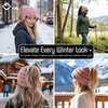 image:imageFunky Junque Ponytail Beanie for Women  Winter Hat Soft Stretch Cable Knit High Pony Tail Womens Running HatsIndi Pink