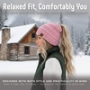 image:imageFunky Junque Ponytail Beanie for Women  Winter Hat Soft Stretch Cable Knit High Pony Tail Womens Running HatsIndi Pink