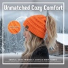 image:imageFunky Junque Ponytail Beanie for Women  Winter Hat Soft Stretch Cable Knit High Pony Tail Womens Running HatsNeon Orange