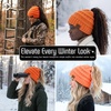 image:imageFunky Junque Ponytail Beanie for Women  Winter Hat Soft Stretch Cable Knit High Pony Tail Womens Running HatsNeon Orange