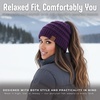 image:imageFunky Junque Ponytail Beanie for Women  Winter Hat Soft Stretch Cable Knit High Pony Tail Womens Running HatsPurple