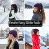 image:imageFunky Junque Ponytail Beanie for Women  Winter Hat Soft Stretch Cable Knit High Pony Tail Womens Running HatsPurple