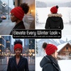image:imageFunky Junque Ponytail Beanie for Women  Winter Hat Soft Stretch Cable Knit High Pony Tail Womens Running HatsRed