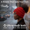 image:imageFunky Junque Ponytail Beanie for Women  Winter Hat Soft Stretch Cable Knit High Pony Tail Womens Running HatsRed