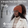 image:imageFunky Junque Ponytail Beanie for Women  Winter Hat Soft Stretch Cable Knit High Pony Tail Womens Running HatsRust
