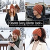 image:imageFunky Junque Ponytail Beanie for Women  Winter Hat Soft Stretch Cable Knit High Pony Tail Womens Running HatsRust