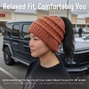 image:imageFunky Junque Ponytail Beanie for Women  Winter Hat Soft Stretch Cable Knit High Pony Tail Womens Running HatsRust