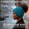 image:imageFunky Junque Ponytail Beanie for Women  Winter Hat Soft Stretch Cable Knit High Pony Tail Womens Running HatsTeal