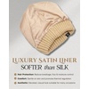 image:imageFunky Junque Satin Lined Beanie  Womens Slouchy Cable Knit Winter Hat Silky Interior Skull Cap Oversized Warm BeaniesBeige