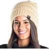 image:imageFunky Junque Satin Lined Beanie  Womens Slouchy Cable Knit Winter Hat Silky Interior Skull Cap Oversized Warm BeaniesBeige