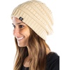 image:imageFunky Junque Satin Lined Beanie  Womens Slouchy Cable Knit Winter Hat Silky Interior Skull Cap Oversized Warm BeaniesBeige