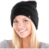 image:imageFunky Junque Satin Lined Beanie  Womens Slouchy Cable Knit Winter Hat Silky Interior Skull Cap Oversized Warm BeaniesBlack