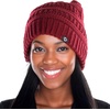 image:imageFunky Junque Satin Lined Beanie  Womens Slouchy Cable Knit Winter Hat Silky Interior Skull Cap Oversized Warm BeaniesBurgundy