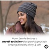 image:imageFunky Junque Satin Lined Beanie  Womens Slouchy Cable Knit Winter Hat Silky Interior Skull Cap Oversized Warm BeaniesCharcoal