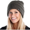 image:imageFunky Junque Satin Lined Beanie  Womens Slouchy Cable Knit Winter Hat Silky Interior Skull Cap Oversized Warm BeaniesCharcoal