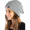 image:imageFunky Junque Satin Lined Beanie  Womens Slouchy Cable Knit Winter Hat Silky Interior Skull Cap Oversized Warm BeaniesLight Grey