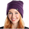 image:imageFunky Junque Satin Lined Beanie  Womens Slouchy Cable Knit Winter Hat Silky Interior Skull Cap Oversized Warm BeaniesPurple
