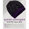 image:imageFunky Junque Satin Lined Beanie  Womens Slouchy Cable Knit Winter Hat Silky Interior Skull Cap Oversized Warm BeaniesPurple