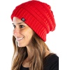 image:imageFunky Junque Satin Lined Beanie  Womens Slouchy Cable Knit Winter Hat Silky Interior Skull Cap Oversized Warm BeaniesRed