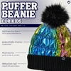 image:imageFunky Junque Shiny Puffer Knit Toddler Winter Hat Beanie with Faux Fur PomPom Fleece Lined Ages 25BlackMulticolor