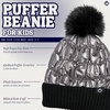 image:imageFunky Junque Shiny Puffer Knit Toddler Winter Hat Beanie with Faux Fur PomPom Fleece Lined Ages 25BlackSilver