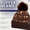 image:imageFunky Junque Shiny Puffer Knit Toddler Winter Hat Beanie with Faux Fur PomPom Fleece Lined Ages 25Bronze