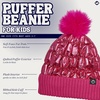image:imageFunky Junque Shiny Puffer Knit Toddler Winter Hat Beanie with Faux Fur PomPom Fleece Lined Ages 25Candy Pink