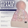 image:imageFunky Junque Shiny Puffer Knit Toddler Winter Hat Beanie with Faux Fur PomPom Fleece Lined Ages 25Iridescent Pink