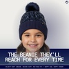 image:imageFunky Junque Shiny Puffer Knit Toddler Winter Hat Beanie with Faux Fur PomPom Fleece Lined Ages 25Navy Blue
