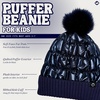 image:imageFunky Junque Shiny Puffer Knit Toddler Winter Hat Beanie with Faux Fur PomPom Fleece Lined Ages 25Navy Blue