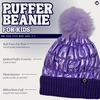 image:imageFunky Junque Shiny Puffer Knit Toddler Winter Hat Beanie with Faux Fur PomPom Fleece Lined Ages 25Purple