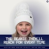 image:imageFunky Junque Shiny Puffer Knit Toddler Winter Hat Beanie with Faux Fur PomPom Fleece Lined Ages 25White