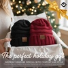 image:imageFunky Junque Slouchy Beanie for Women Winter Hat Warm Slouch Oversized Soft Chunky Cable Knit Beanies for Cold Weather2 Pack  Black  Burgundy